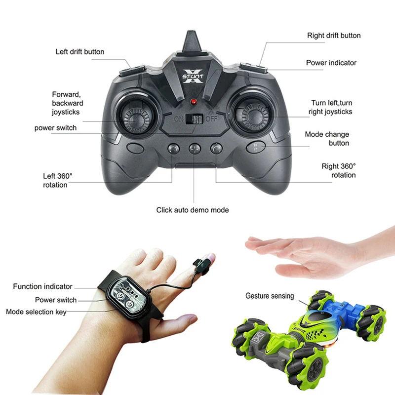 4WD RC Car Toy 2.4G Radio Remote Control Cars RC Watch Gesture Sensor rotazione Twist Stunt Drift Vehicle Toy for CHildren Kids