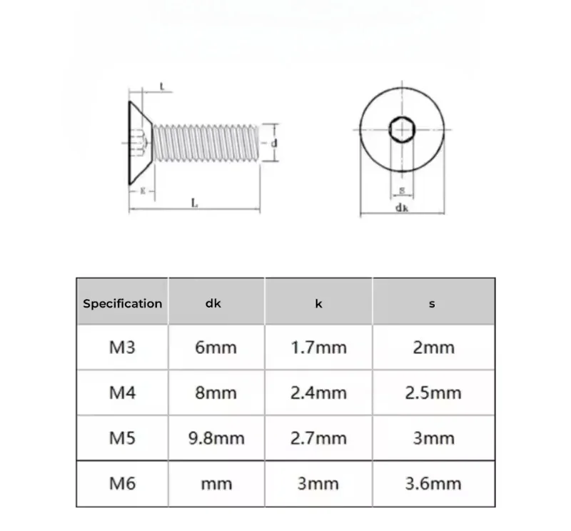 PEEK Flat Hex Bolt M3 M4 M5 M6 Plastic Countersunk Head Hexagon Socket Screw Insulation High Temperature Resistance