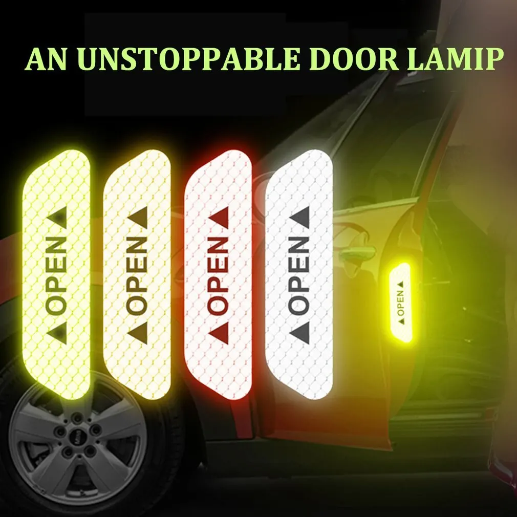 Open The Door Stickers Reflective Stickers Safety Warning Stickers Open Reflective Film Car Door Anti-Collision Strip