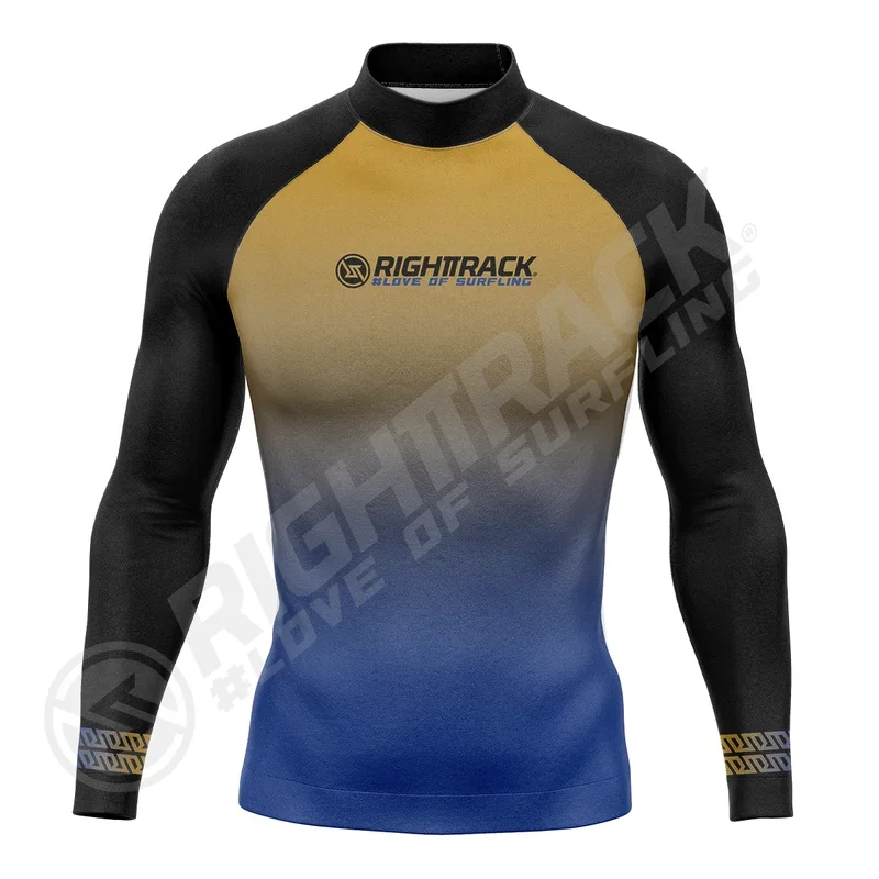 Neue Herren Surfhemd Tarnung Farbverlauf Lycra Rash guard Right track Surf Sportswear Strand UV-Schutz Bade bekleidung upf50