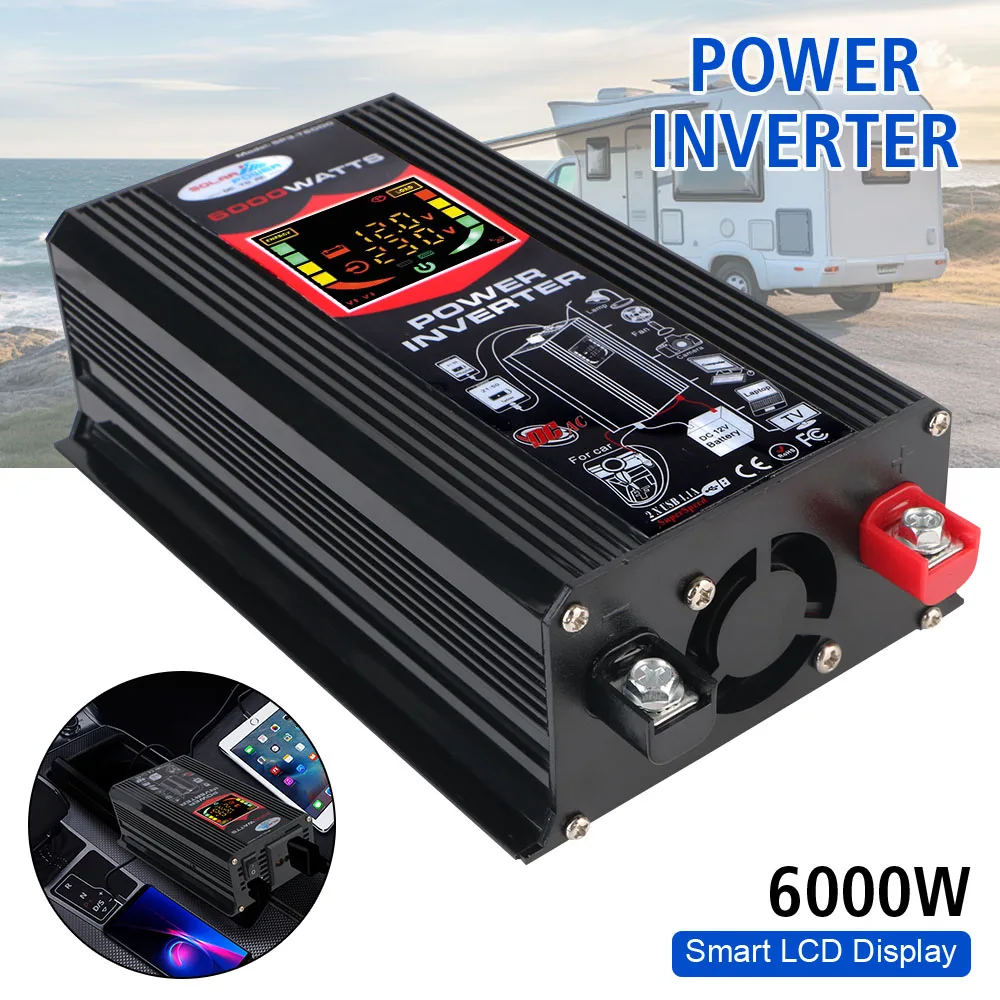 Car Power Invertor Universal Car Accessories Vehicle-Mounted Household AC Converter Socket With 4.2A USB DC 12V To 220V 6000W