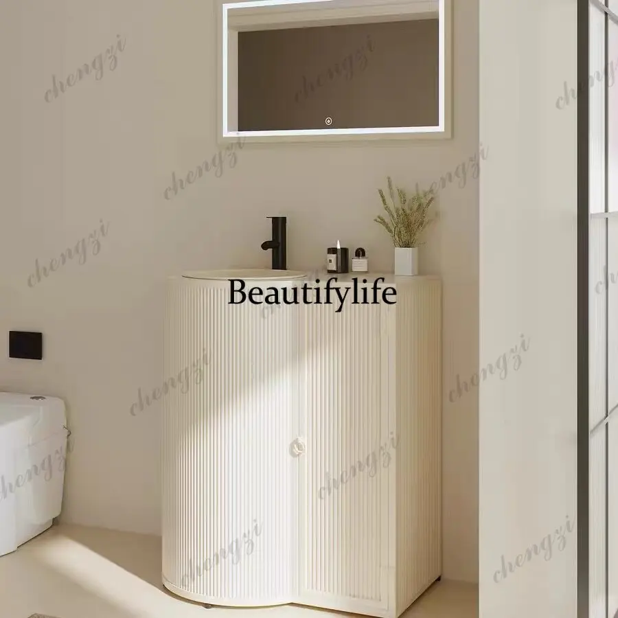 Column basin floor-to-ceiling integrated washing cabinet, personalized face wash table, outdoor creative retro sink