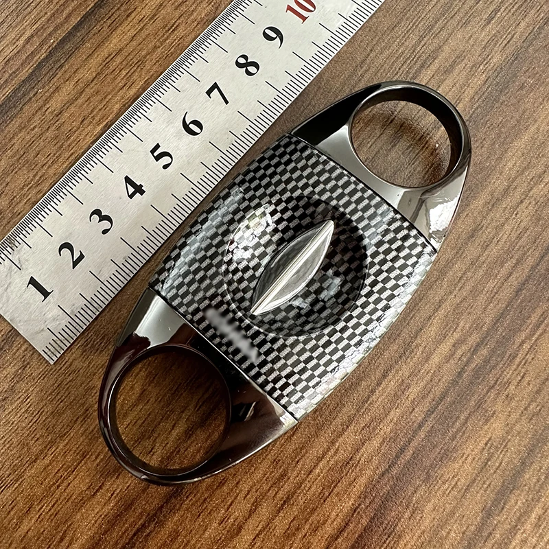 

Carbon Fiber Pattern V Cut Cigar Cutter Stainless Steel Black Cigar Scissors Cigar Punch Cigar Accessories Gadget Free Shipping