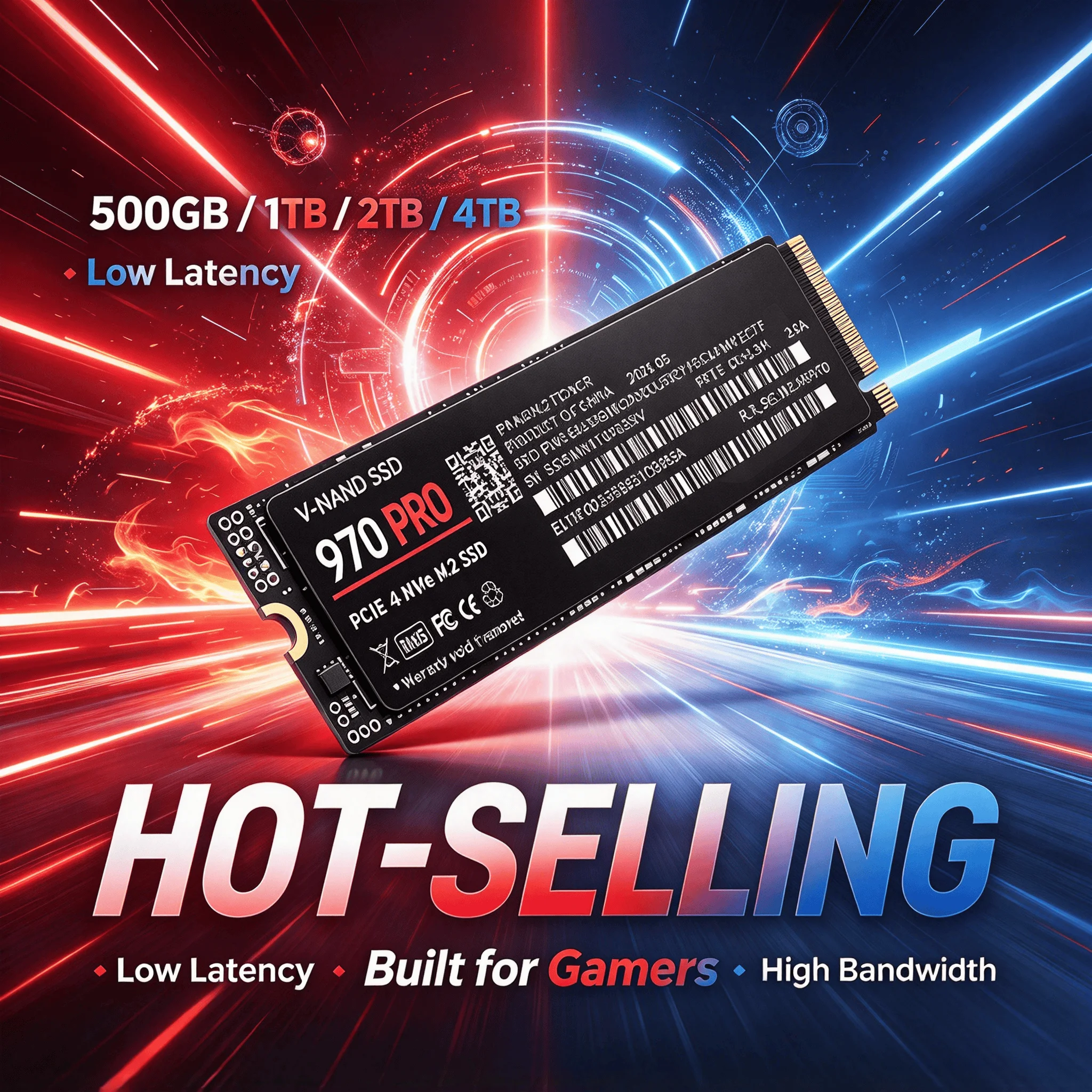 M.2 NVMe 970 PRO SSD PCIe 4.0x4 500GB 1TB 2TB 4TB 7300MB/s Drive Loads Games in Seconds PS5 Laptop Desktop TLC