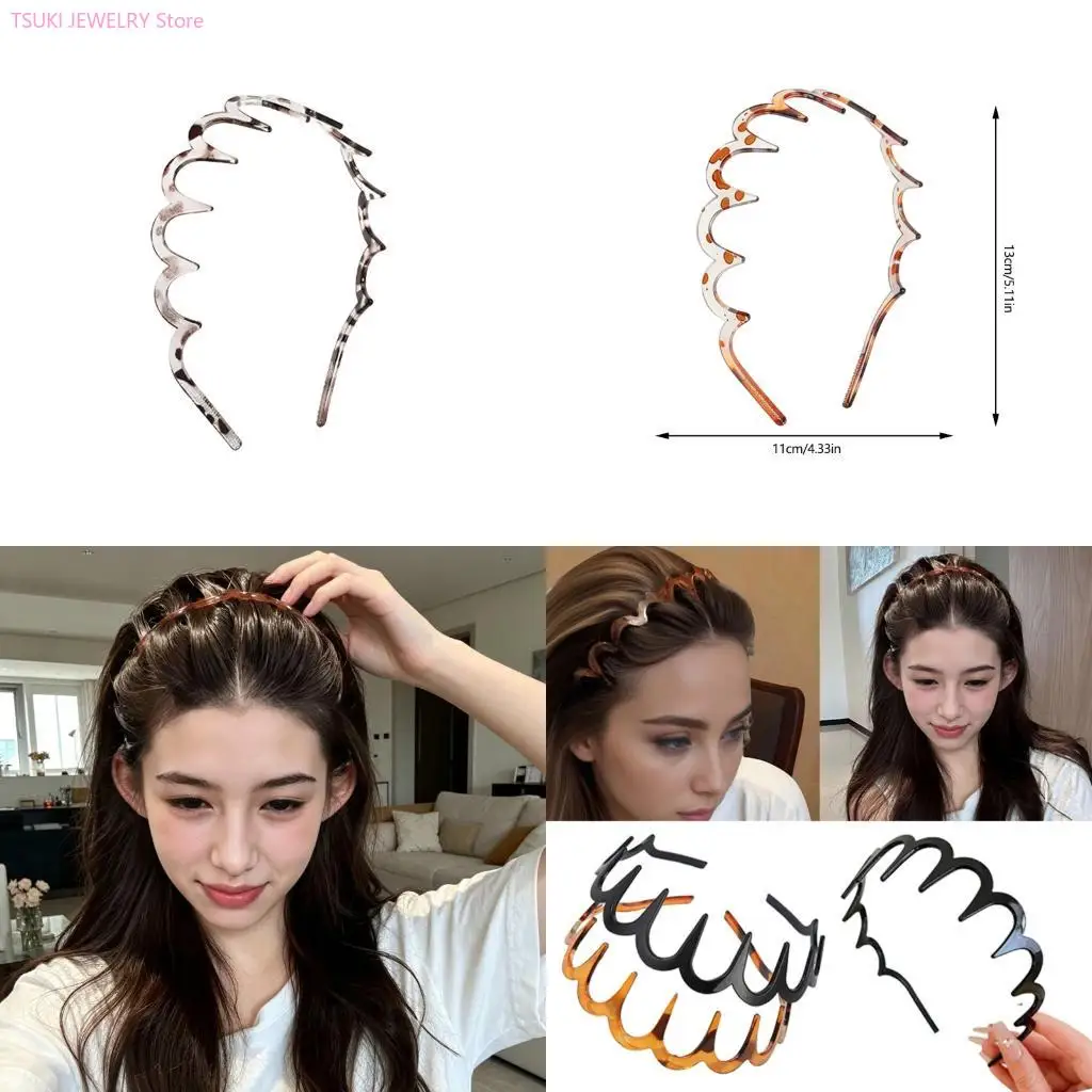 62KE 5 Piece Fashionable Toothed Hair Band For Women Men Unisex Lightweight