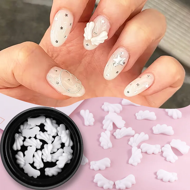 Weiße Engelsflügel Nagelkunst-Dekorationen | Niedliche japanische Flügel-Nagelaccessoires, 3D-Trend-Nagelkunst-Edelsteine, Y2k-Nagelzubehör – Detail 3