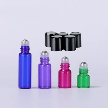 Yürümek boncuk şişeleri 1ml-10ml renk uçucu yağ çelik topu Mini parfüm taşınabilir cam bölünmüş boş kahverengi rulo örnek testi