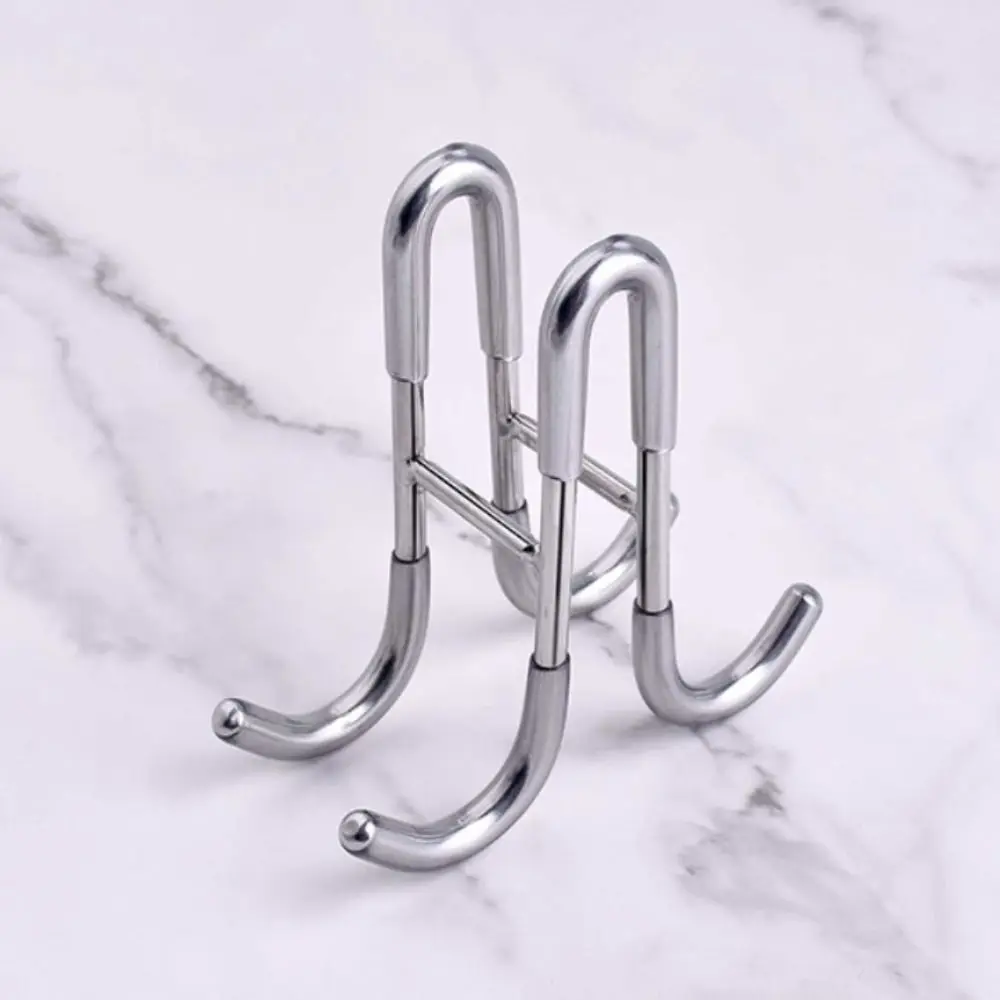 Double S-Shape Shower Door Hooks Stainless Steel Multifunctional Bathrobe Hanger Bathrobe Storage Free Punching