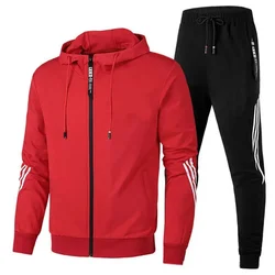 Men'S Sports Suits, Casual Outdoor Zipper Hooded Jackets + Sweatpants, Jogging Suits, Autumn And Winter Street Men'S Clothing