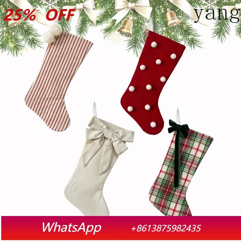 

LTT Christmas Ornaments Bow Christmas Stockings Candy Gift Bag Home Decorations