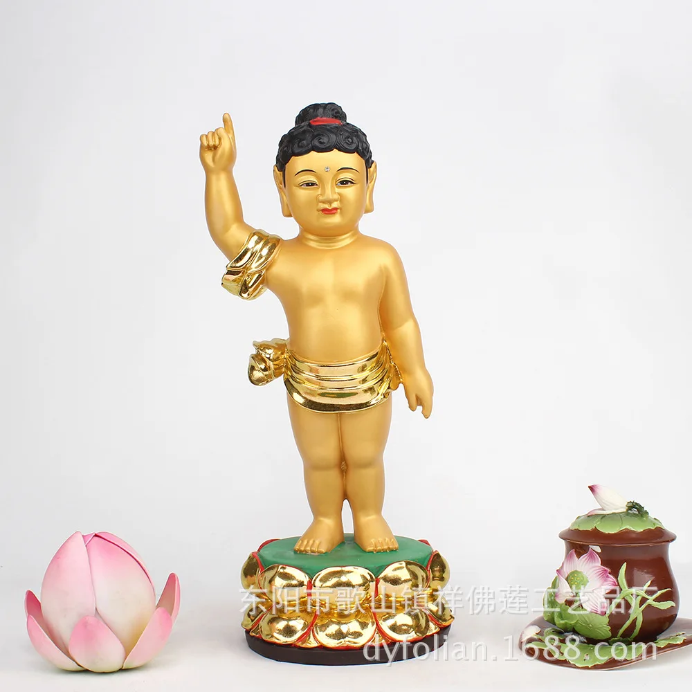 YFY Worship Buddha Crafts Ornament Resin  Statue, Temple Buddha Statue Ornament Prince Bathing