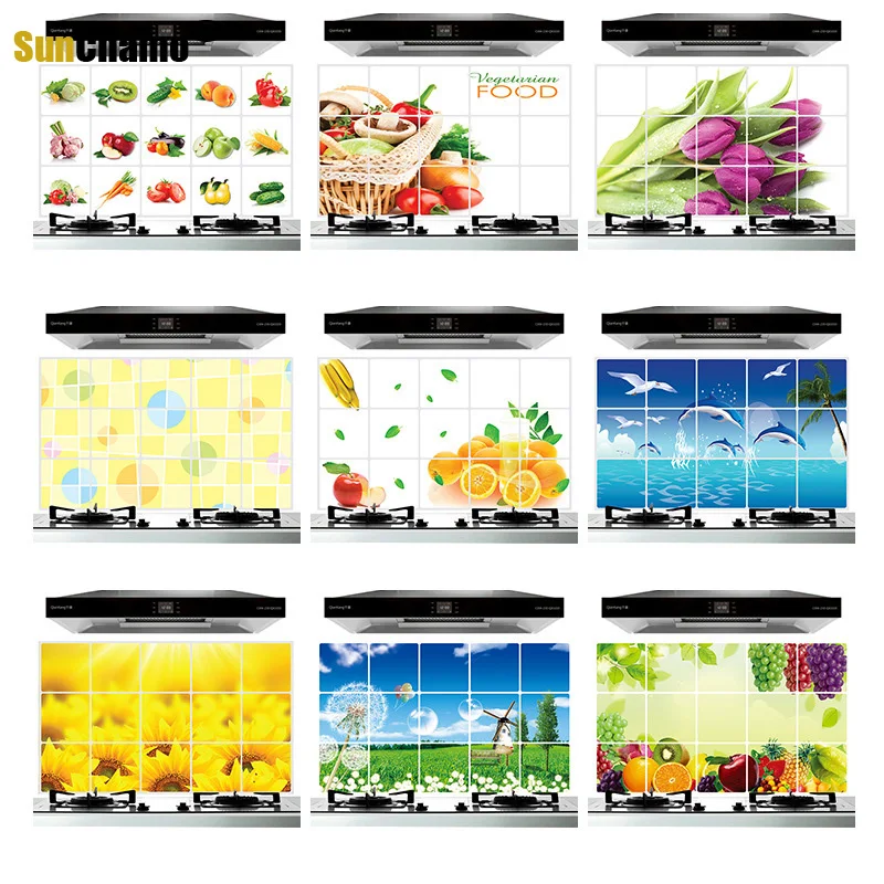 Oilproof Removable Kitchen Mural Vinyl Wall Art Sticker Home Decal DIY Fruit Print Wall Strickers Kitchen Decoration 45*75CM