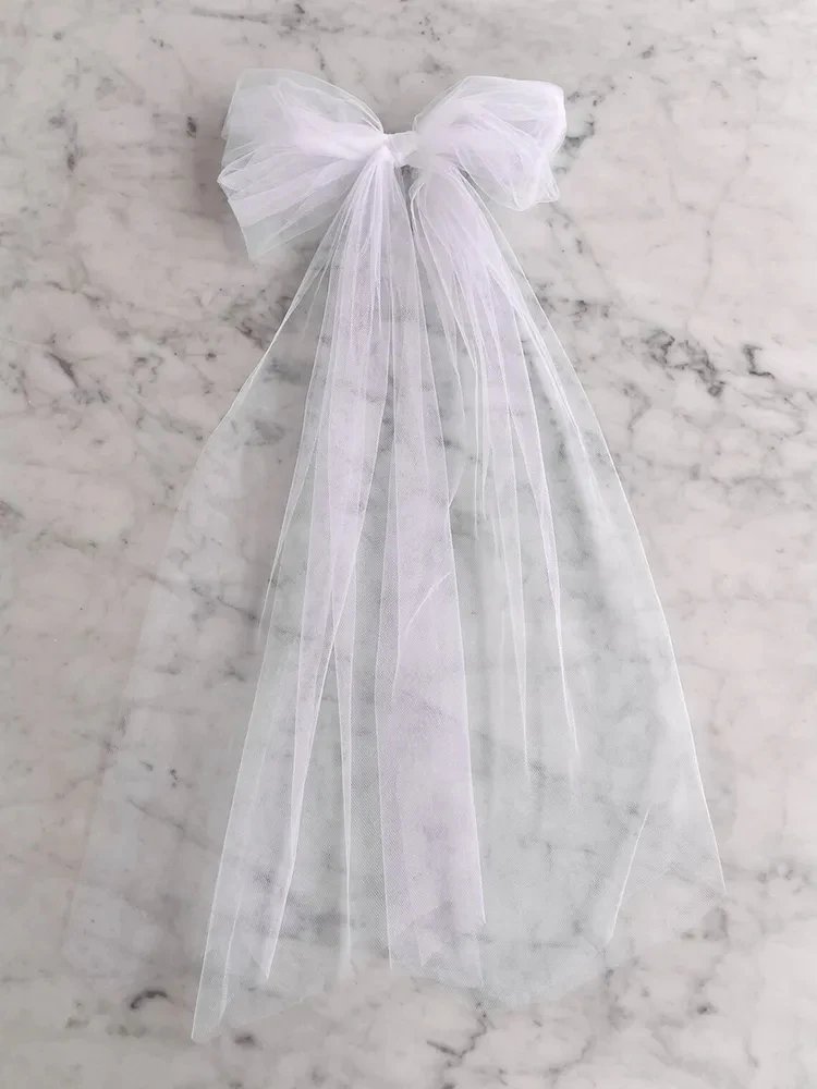 Witte Tule Bikini Strik Sluier Bruid Om Strandbad Te Zijn Huwelijksreis Bach Vrijgezellenfeest Bruidsdouche Decoratie Cadeau