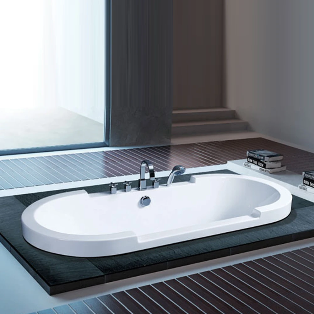 Picture 6: Bathtub for Adult Solid Surface Acrylic Bathtub With Pedal Drainage Built in Bathtub