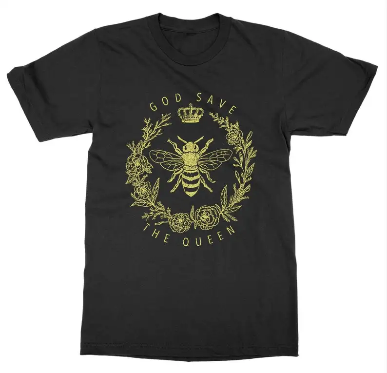 

Bee Lovers T-Shirt God Save The Queen Botanical Plant and Garden Themed Graphic for Men Women