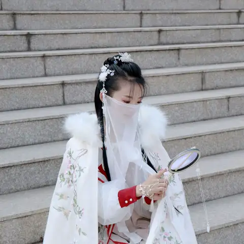 순수한 컬러 페이스 베일 여성 Hanfu 스타일 반투명 모자 얼굴 커버 경량 유행 태양 보호