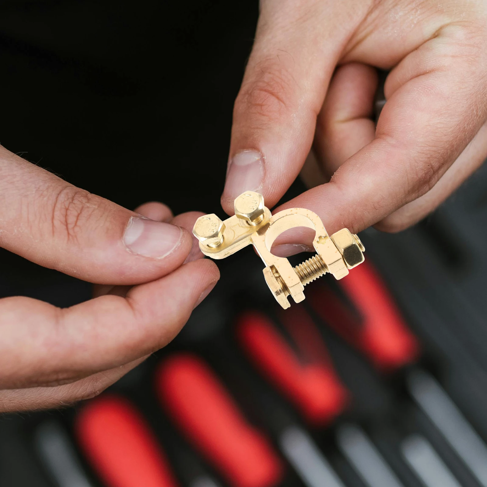 

2pc Car Terminal Clips Cable Ends Pile Head Electrical Brass Clamp Connectors Heavy Duty Terminals Auto