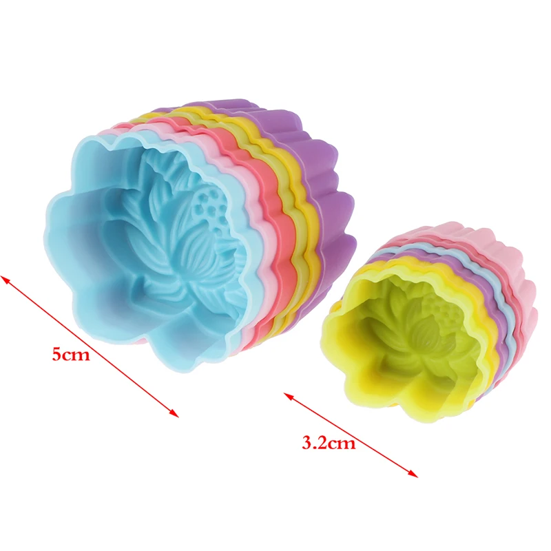 Cetakan kue silikon teratai 5 buah 3/5cm cetakan kue Muffin Kue antilengket dan cetakan kue silikon tahan panas dapat digunakan kembali