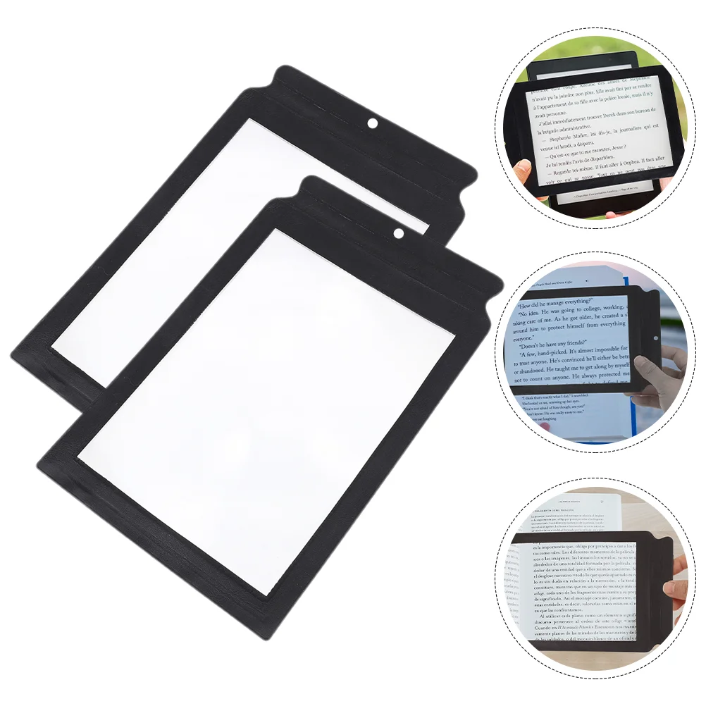 2 Pcs Black Border Magnifying Glass Full Page Magnifier Soft Surface Reading Tool Pu Elder