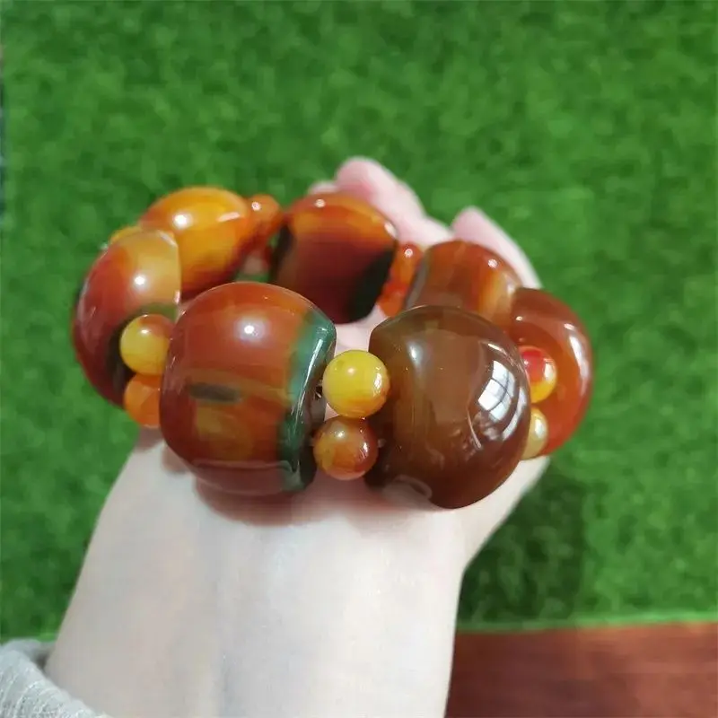 Natural Agate Semicircle with Beads Bracelet Popular Joker Bracelets for Men and Women