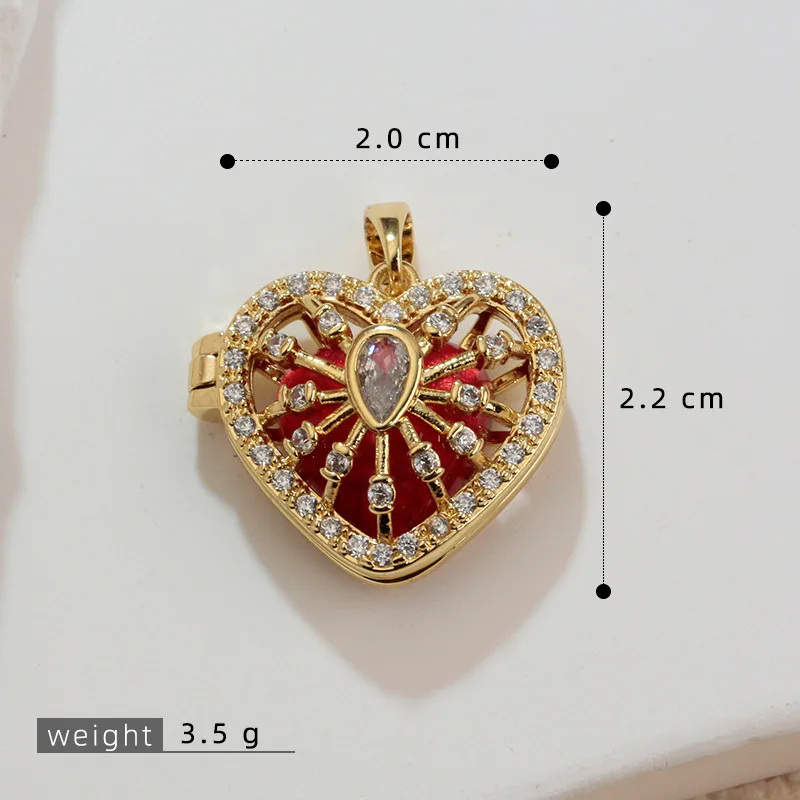 2025 New Trendy  Women's CZ Heart Charm Necklace 2.2CM Size Suitable for Daily Wear Vacation Seaside (NO Chain)
