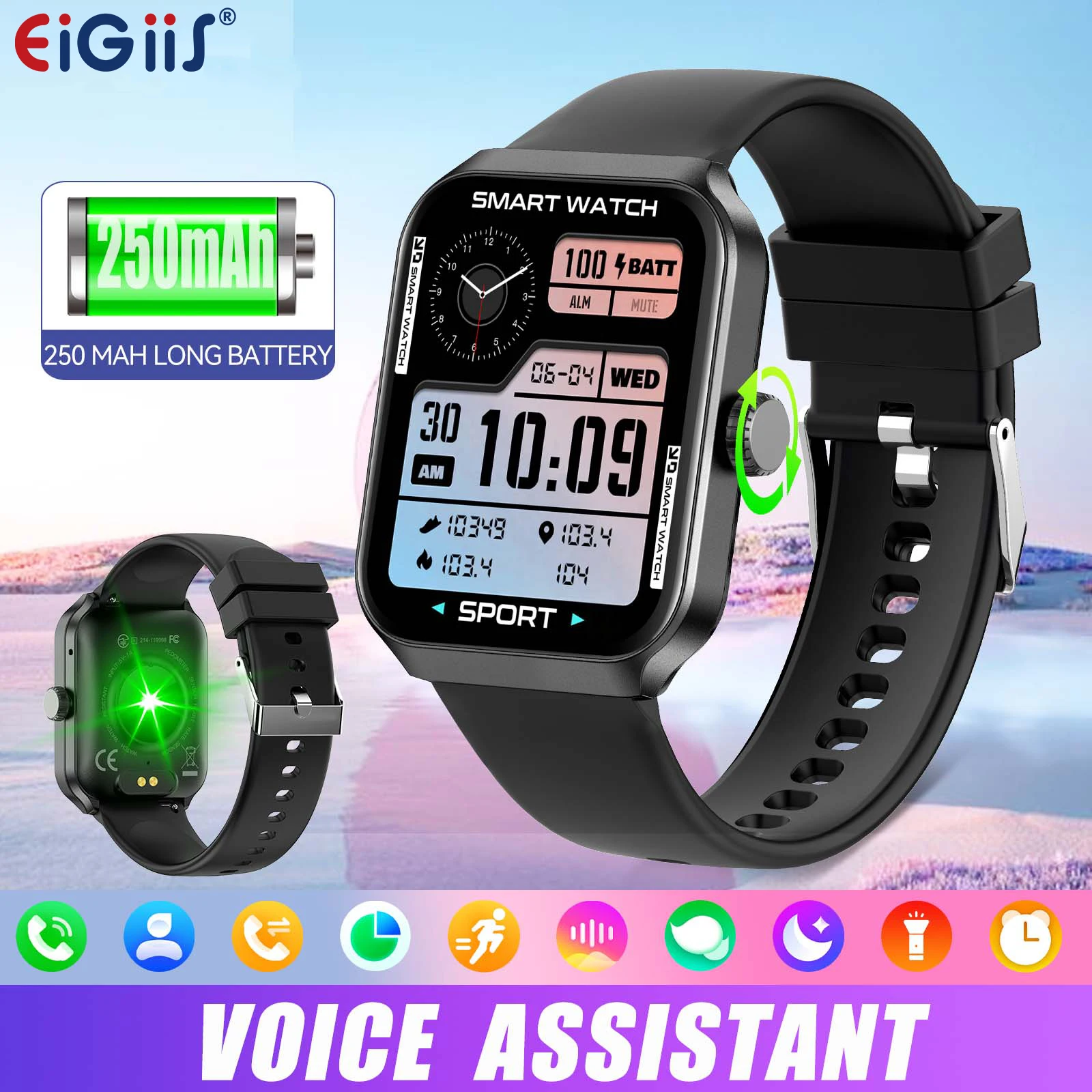 

EIGIIS Smart Watches for Men Women 1.8" HD Full Touch Screen Fitness Tracker with Heart Rate Blood Oxygen Blood Pressure Monitor