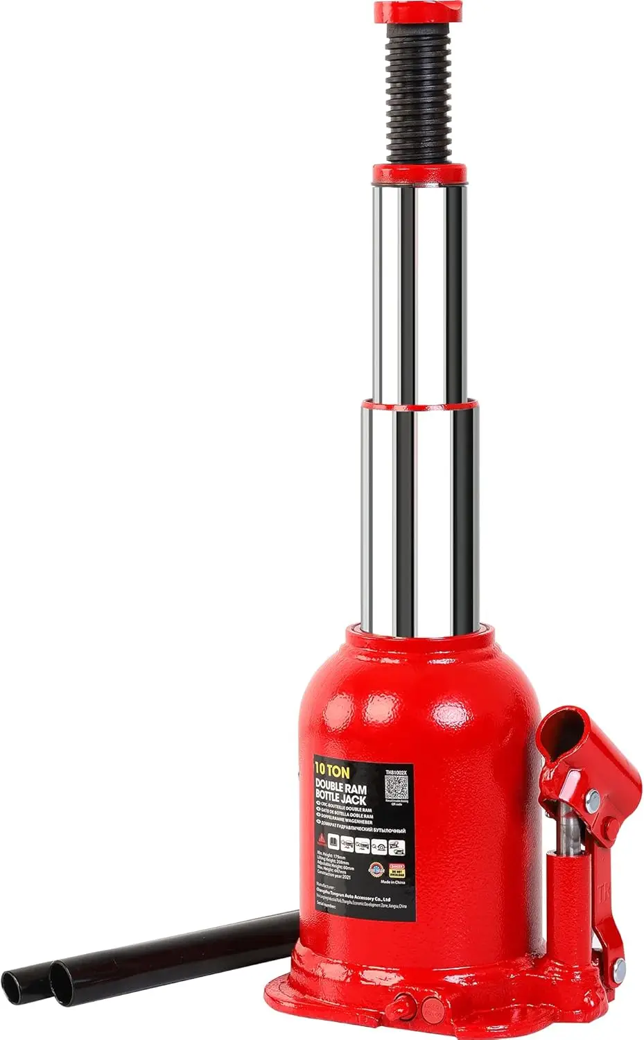 

10 Ton Double Ram Hydraulic Car Bottle Jack for Auto Repair and House Lift, Red