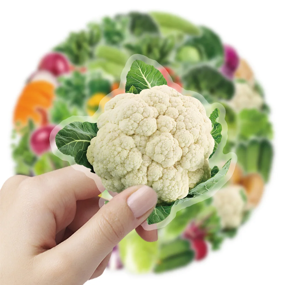 

50PCS INS Style Cartoon Green Vegetables Transparent Doodle Decoration Stickers Personality Creative Decoration Refrigerator