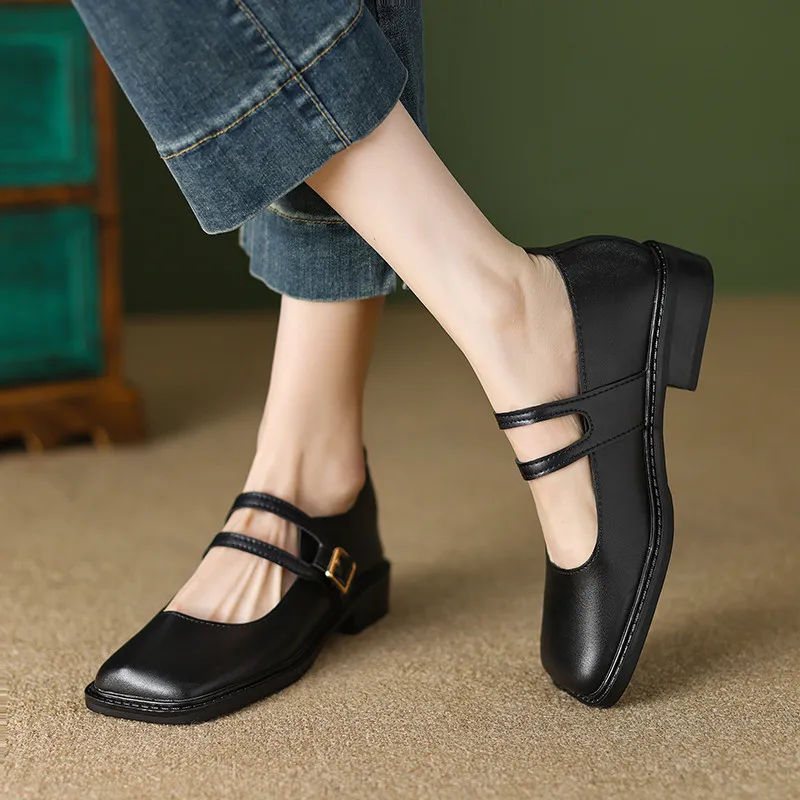 FEDONAS Retro Style Concise Women Pumps Spring Summer Office Ladies Casual Low Heels Square Toe Mary Janes Shoes Woman Big Size