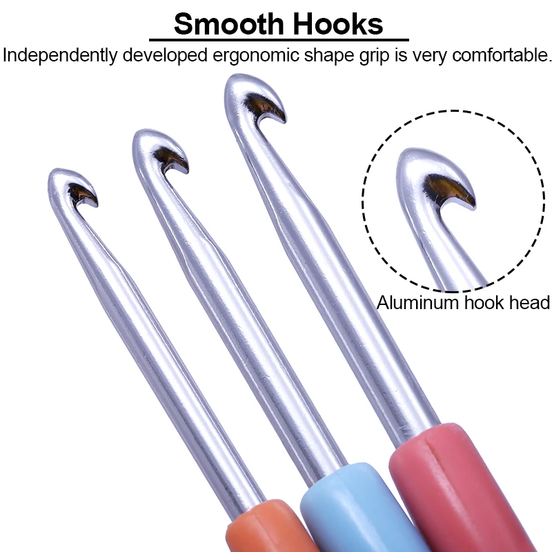 New Crochet Hooks Colorful Soft Plastic Handle Knitting Needles Set Sweater Hand-Knit DIY Sewing Accessories 8Pcs/Set 2.5mm-6mm