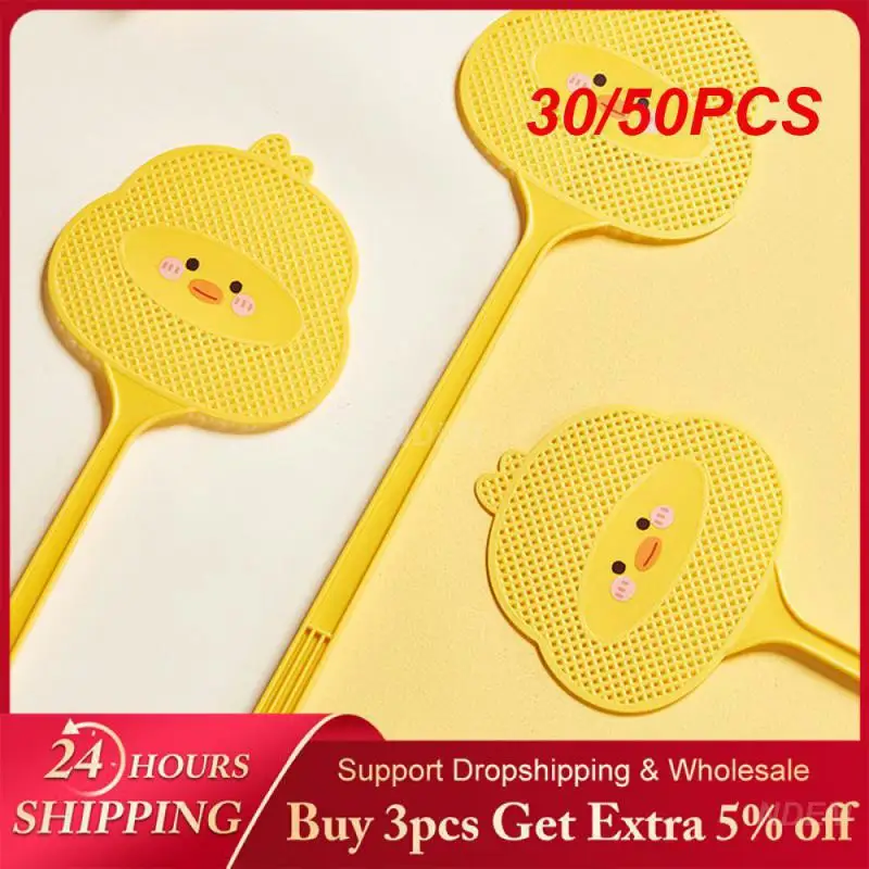 30/50PCS Flying Insect Bat Cute 49.515cm Swatter Flyswatter Durable Mango Yellow Pest Control Bat Mosquito Swatter Fly Swatter