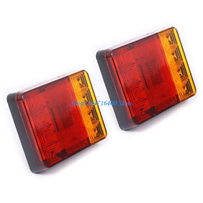 

y1gd 2Pcs LED Trailer Tail Light 12V 8 LED Amber Red Taillight Turn Brake Running Tail Stop Light for Truck RVs
