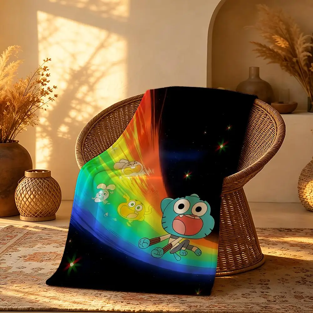 The A-Amazing World Of G-Gumball Anime Cartoon Funny Throw Short Plush Throw Blanket Soft Skin-Friendly Multi-Scene Home Office