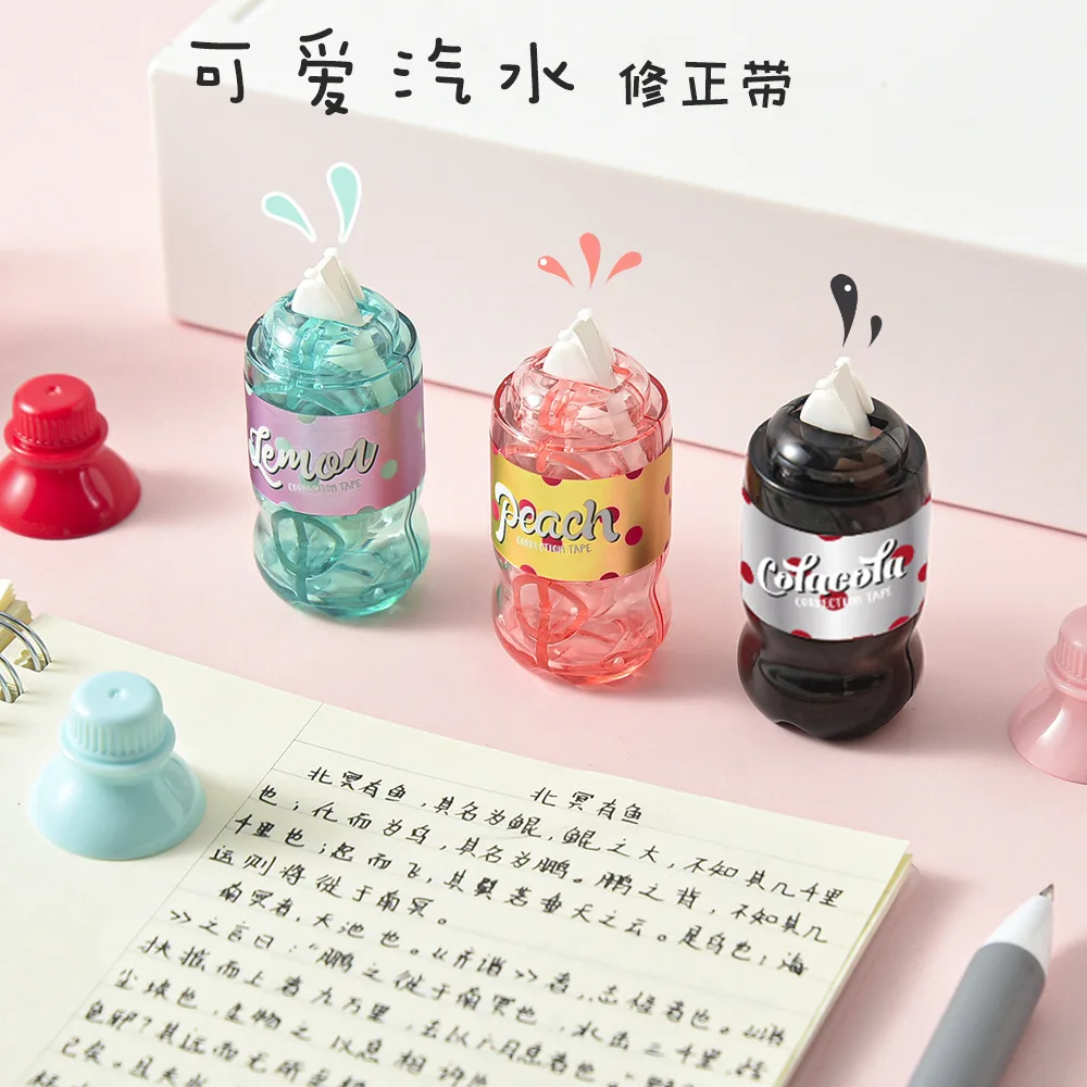 Cinta de corrección con forma de botella de Soda Kawaii, herramientas alteradas para estudiantes, escuela, oficina, Corrector Kawaii, suministros de