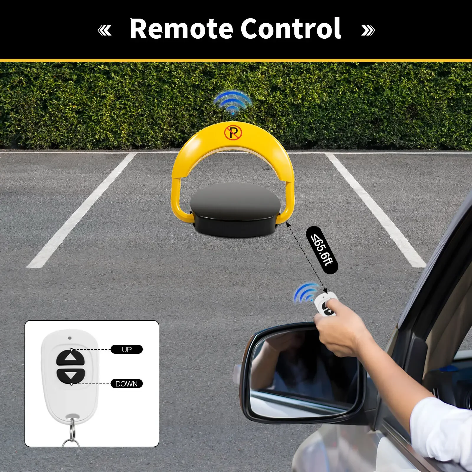 

Remote Control Yellow Parking Barrier – Waterproof Automatic Parking Space Lock