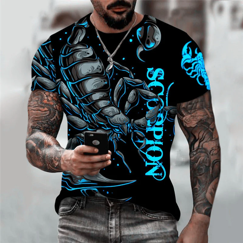 3D Print Scorpion T Shirt For Men Cool Animal Pattern T-Shirts Summer Casual Loose T-Shirts O-Neck Tops Short Sleeves Streetwear