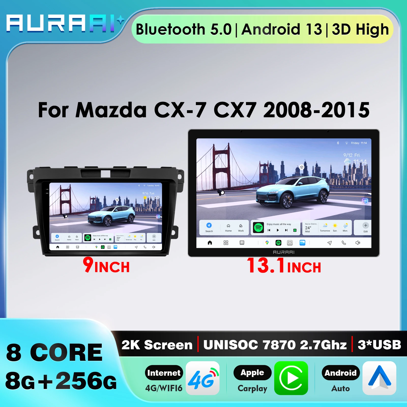 4G-LTE Android автомобильный мультимедийный видеоплеер Carplay WiFi для Mazda CX7 2008-2015 2DIN Стерео Navi SWC Авторадио 360 ADAS OBD BT