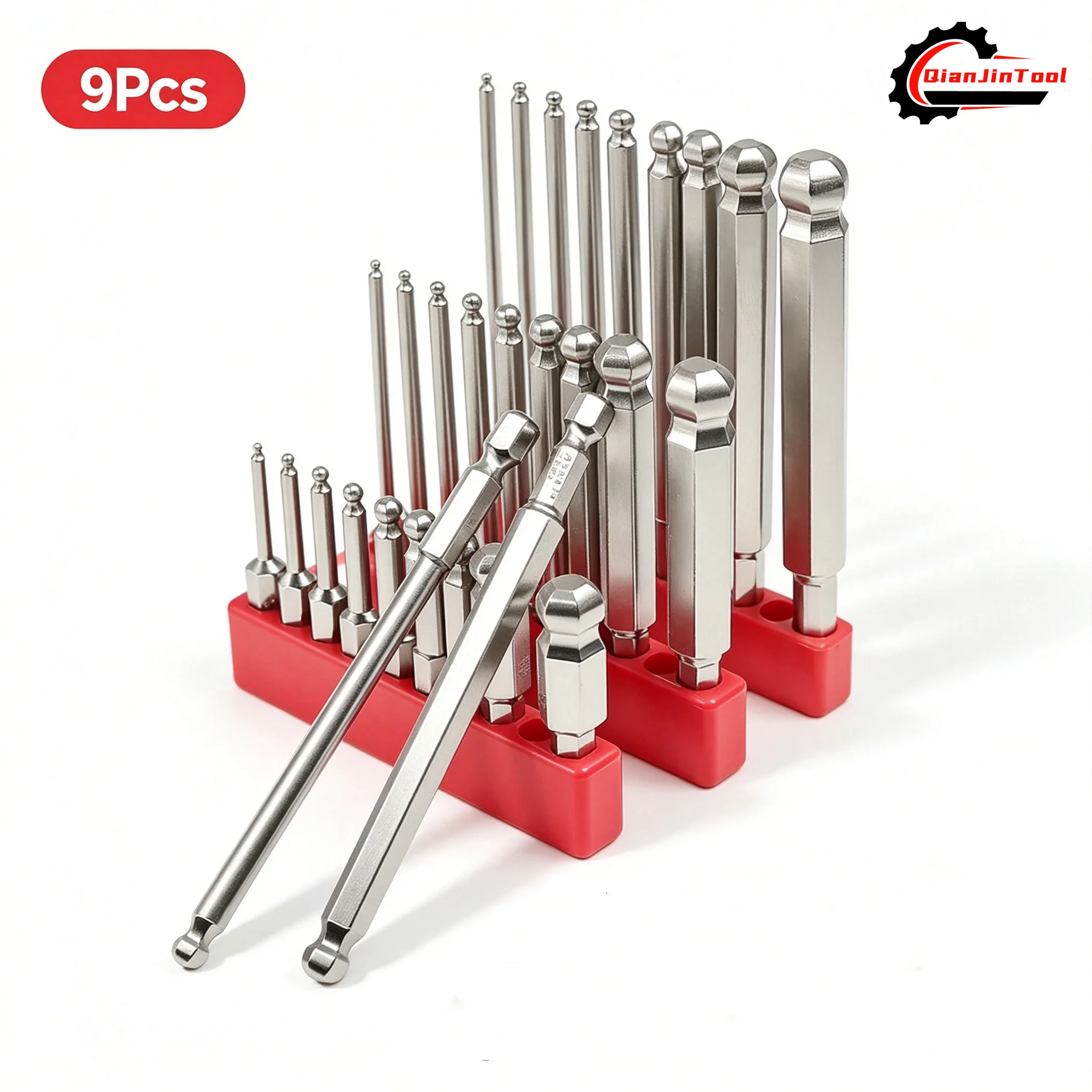 9Pcs Ball End Hex Screwdriver Bit 1/4'' Hex Shank 50/75/100mm Magnetic Wrench Socket H10 H8 H6 H5 H4 H3 H2.5 H2 H1.5 Repair Tool