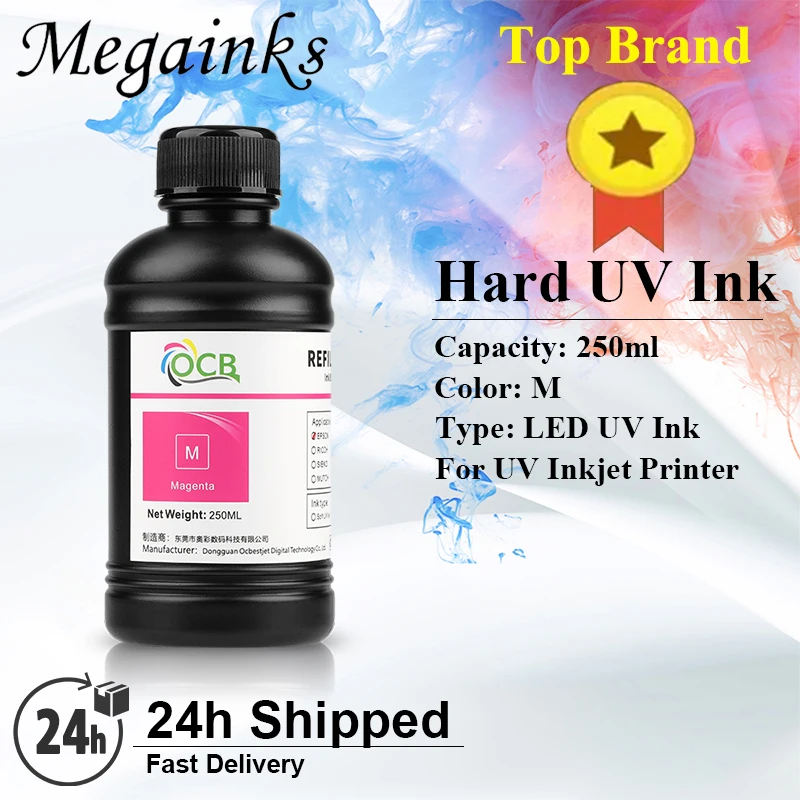 LED UV Ink 250ml x 6 Bottle for Epson 1390 L800 L1800 L805 R290 R1800 R1900 DX4 DX5 DX6 DX7 TX800 XP600 Printhead Hard/Soft Ink