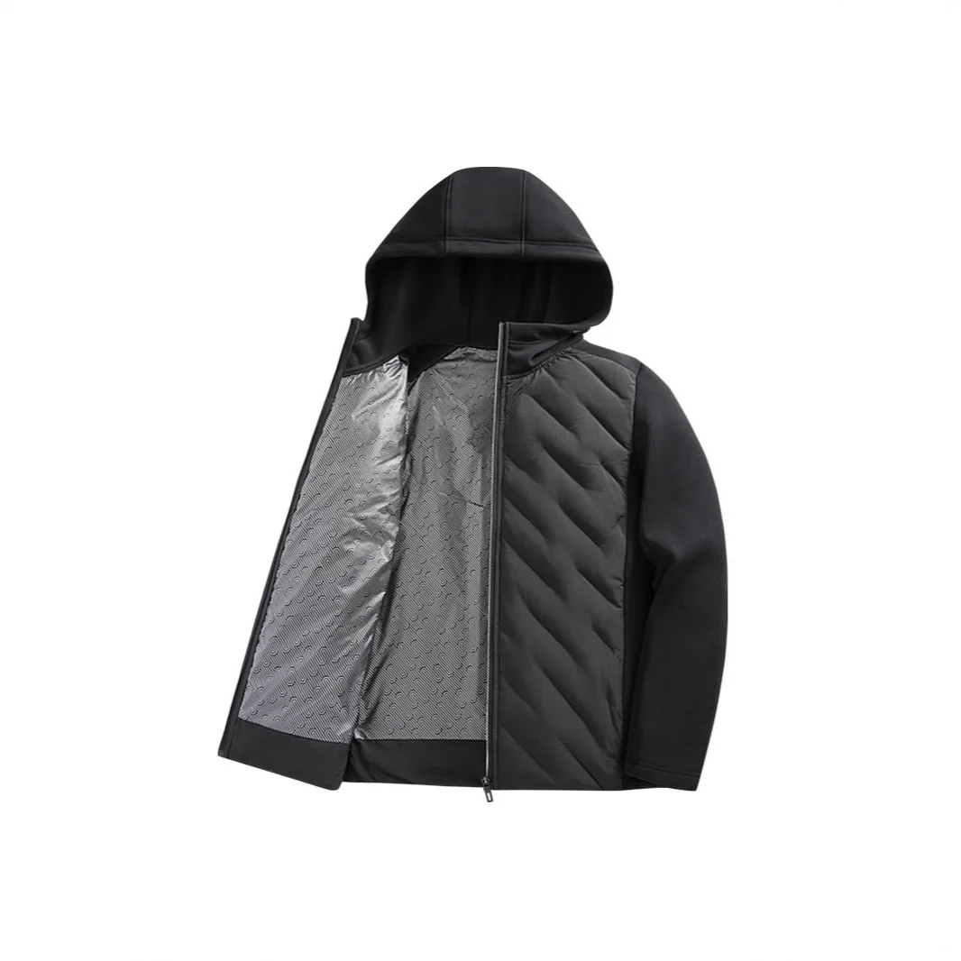 男性冬コート厚みのある防風長袖暖かい男性上着シンプルな無地パッチワークジッパーカジュアル男性ダウンジャケット