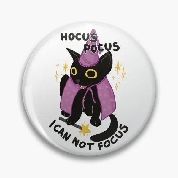 Funny Adhd Cat Hocus Pocus I Can Not Foc  Soft Button Pin Lapel Pin Funny Decor Metal Women Badge Cartoon Fashion Hat Collar