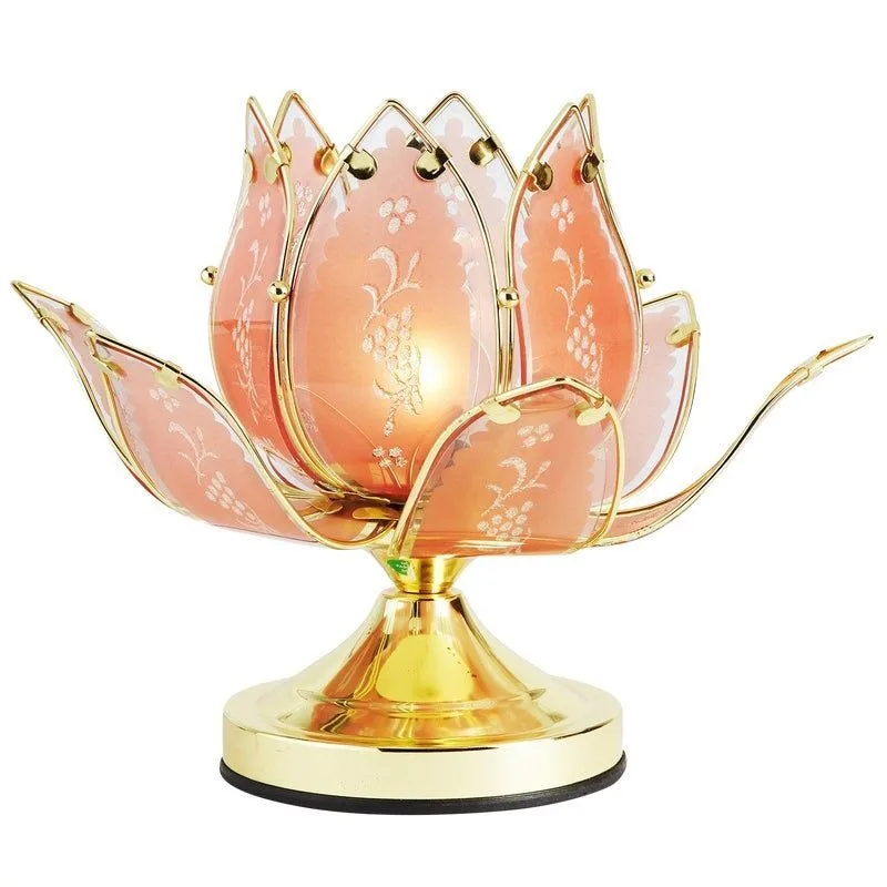 Vintage white black blue flower lotus lamp water lily glass three-way touch