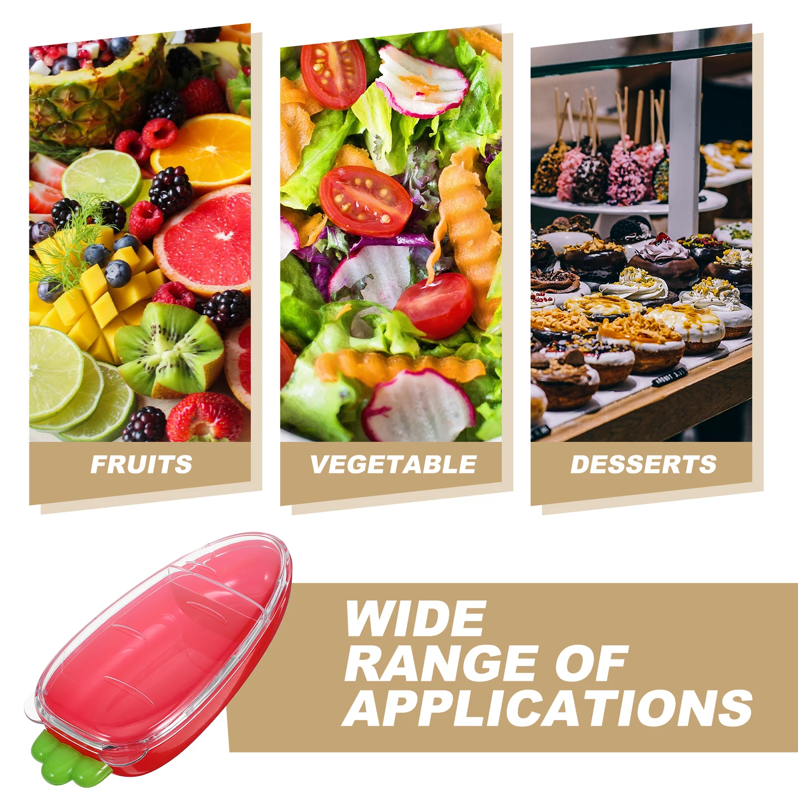 

2-Grid Divided Veggie Tray With Lid Food Storage Box For Fridge Vegetable Fruit Snack Container Serving Tray Home Picnic