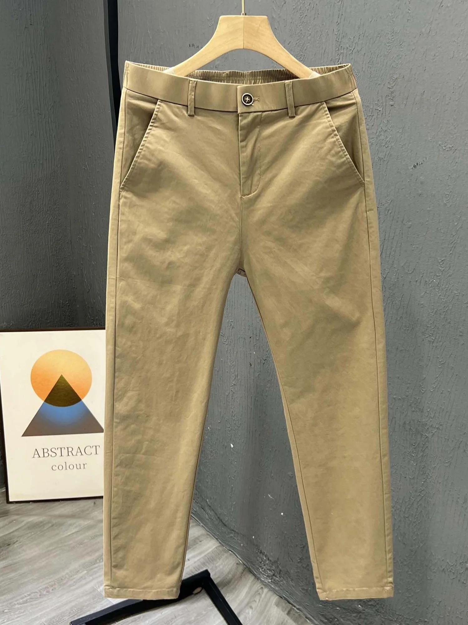 Été mince pur coton jambe droite pantalons décontractés hommes neuf points pantalons amples Version à la mode pantalons pour hommes amples pantalons kaki