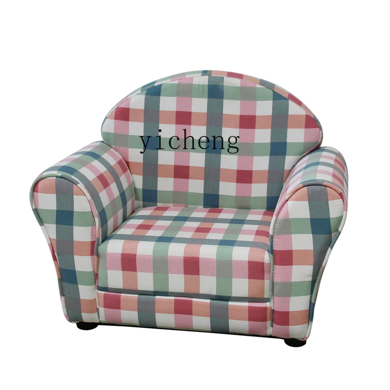 Cartoon princess cute sofa single fabric plaid small sofa seat