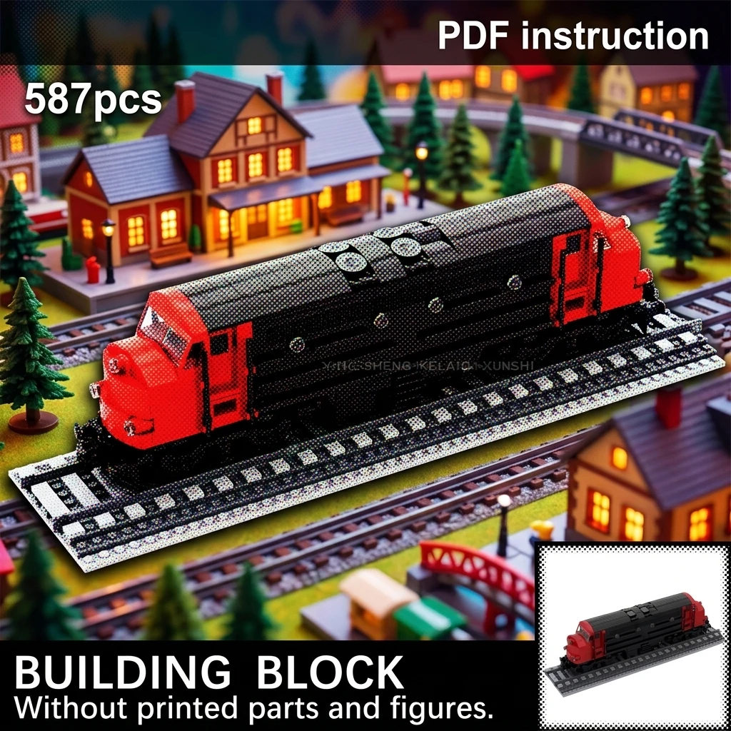 

Diorama Display Model MOC Classic European Diesel Locomotive Building Blocks Retro Railway Train Adult Collector Brick Set