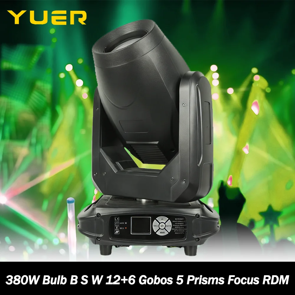 380W Bulb Beam Gobo Wash 3in1 Moving Head Light With 12+6 Gobos 5 Prisms Focus RDM DMX512 Control For DJ Disco Party wedding bar