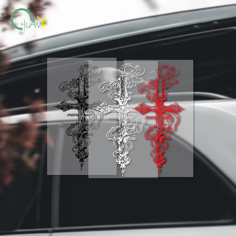 Thorn totem cross decoration car sticker, car and motorcycle scratch proof waterproof reflective sticker.