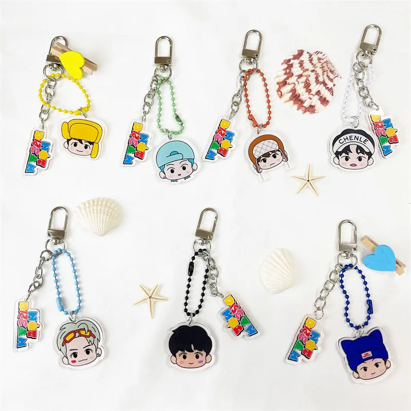 Kpop Keyring NTDREAM Candy Cartoon Member Double Sides Acrylic Keychain Pendant Jaemin Renjun Mark Bag Accesssories Fans Gift