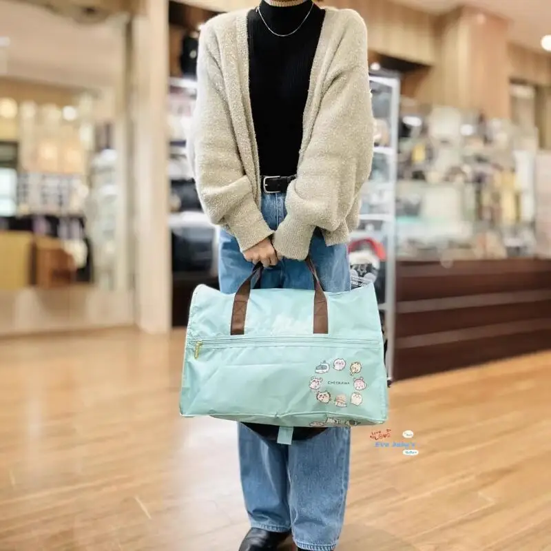 Chiikawa Cartoon Fold Travel Bag Printing Large Capacity Trolley Case Clothing Storage Duffel Bag New Bags for Woman Kawaii